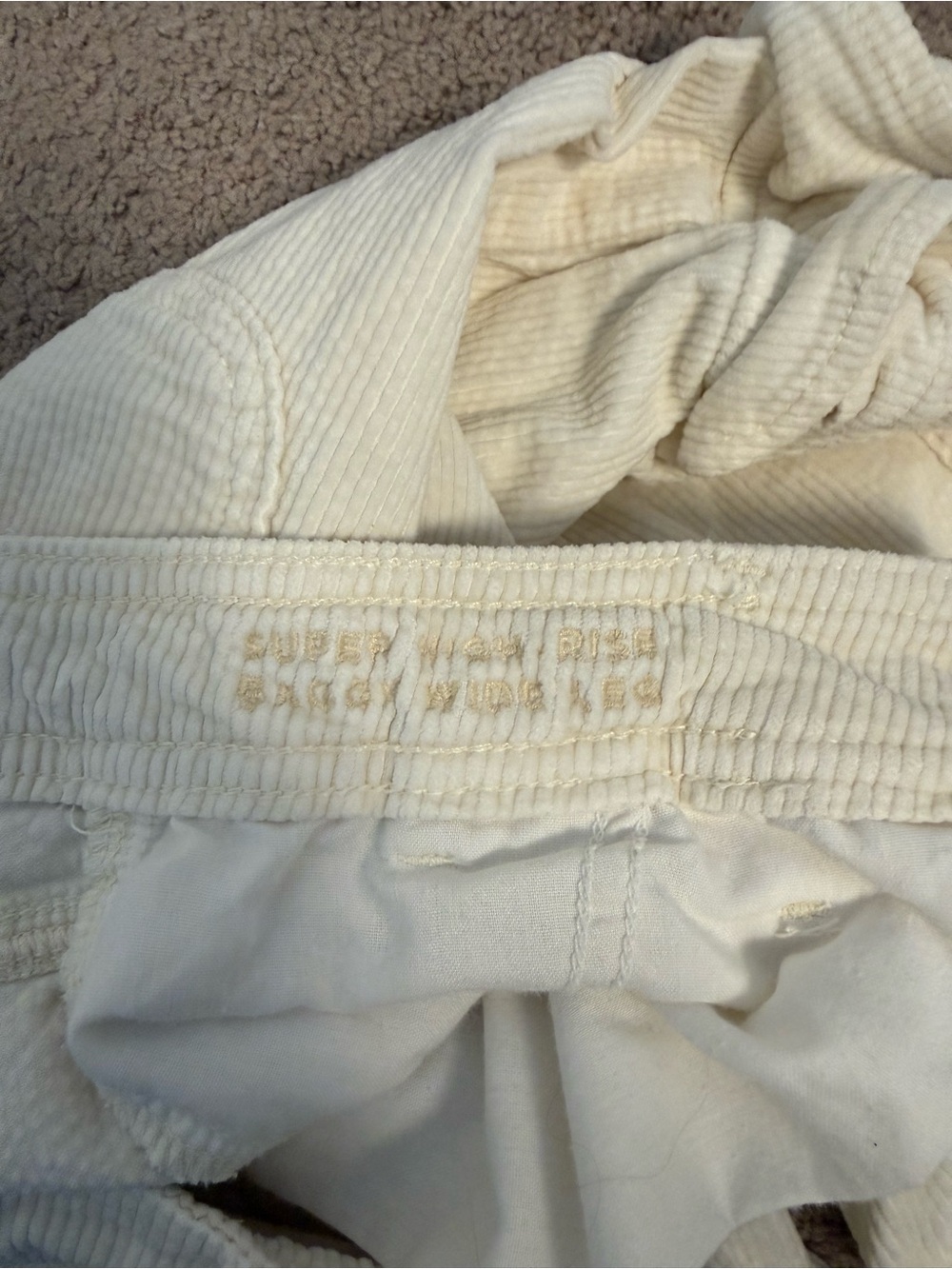 American Eagle Outfitters Cream Corduroy Cargo Pants - Picture 6 of 8